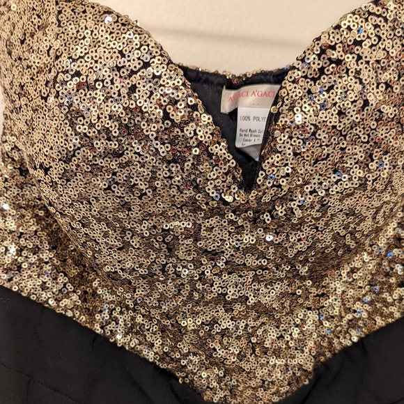 Strapless Gold Sequin Flare-Legged Jumpsuit - Picture 2 of 5